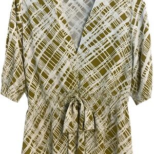 BCBG Olive and White Crisscross Blouse